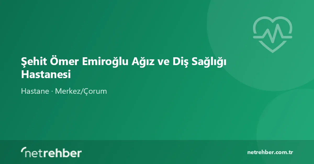Şehit Ömer Emiroğlu Ağız ve Diş Sağlığı Hastanesi kapak görseli