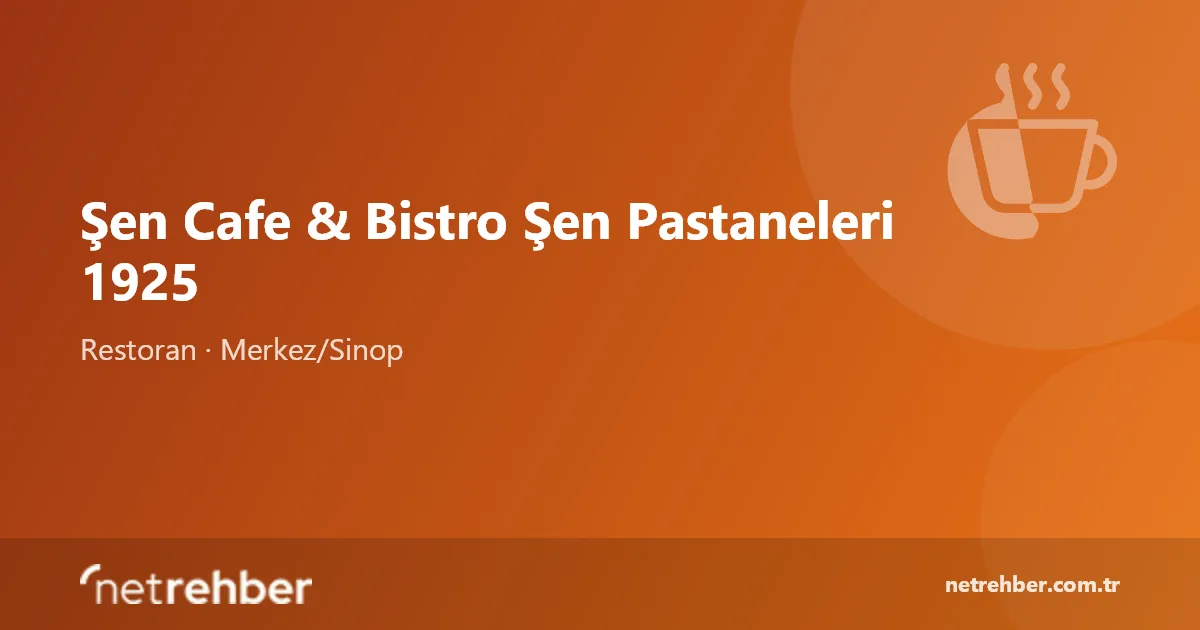 Şen Cafe & Bistro Şen Pastaneleri 1925 kapak görseli