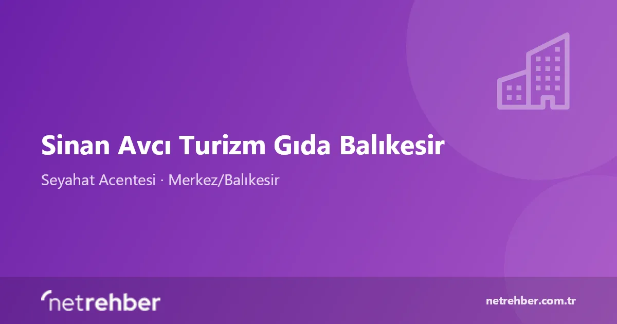 Sinan Avcı Turizm Gıda Balıkesir kapak görseli