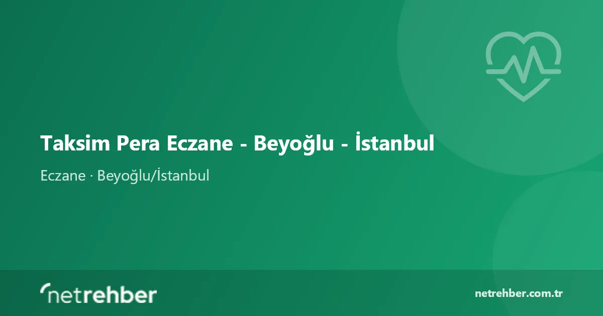 Taksim Pera Eczane - Beyoğlu - İstanbul kapak görseli