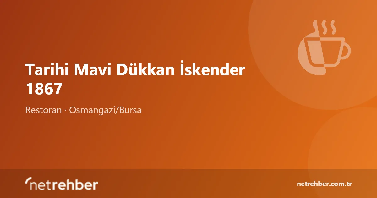Tarihi Mavi Dükkan İskender 1867 kapak görseli