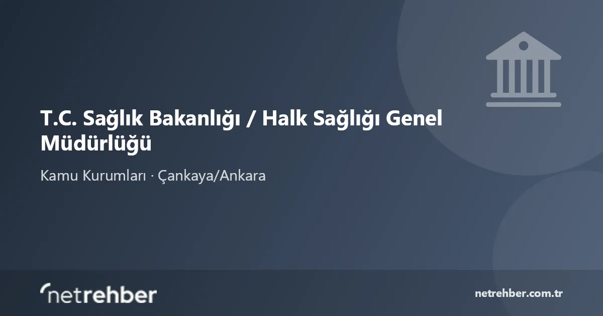 T.C. Sağlık Bakanlığı / Halk Sağlığı Genel Müdürlüğü kapak görseli