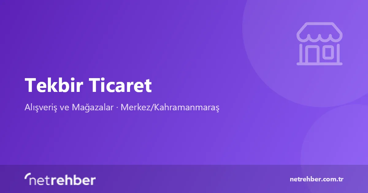 Tekbir Ticaret kapak görseli