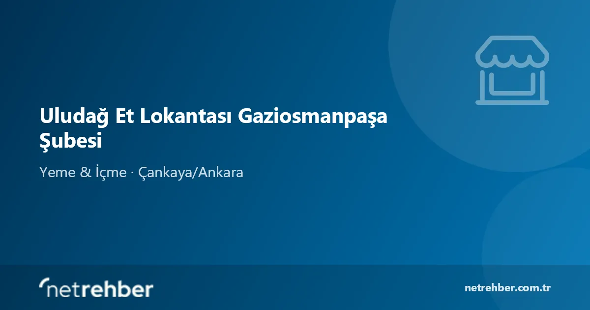 Uludağ Et Lokantası Gaziosmanpaşa Şubesi kapak görseli