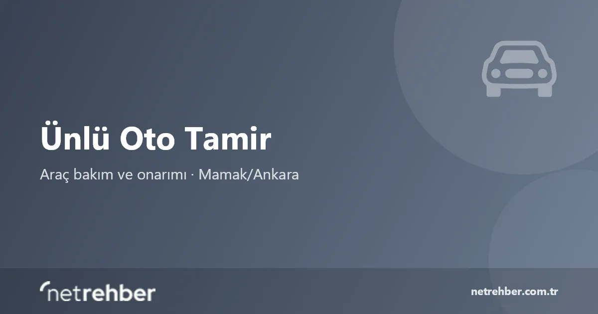 Ünlü Oto Tamir kapak görseli