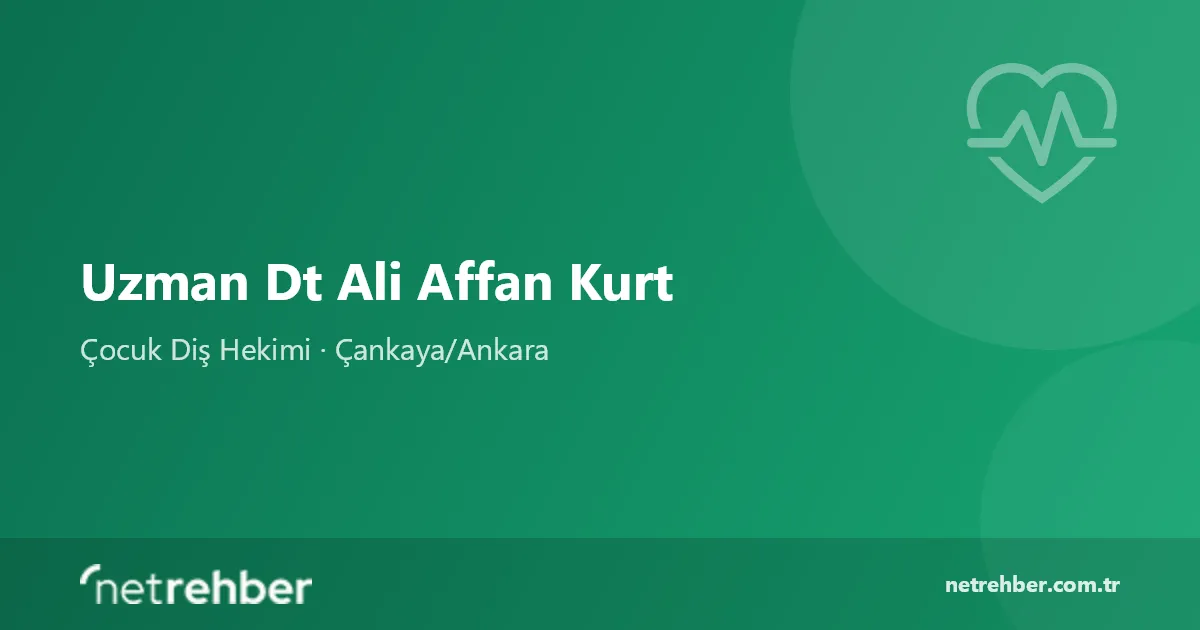 Uzman Dt Ali Affan Kurt kapak görseli