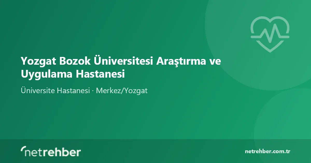 Yozgat Bozok Üniversitesi Araştırma ve Uygulama Hastanesi kapak görseli