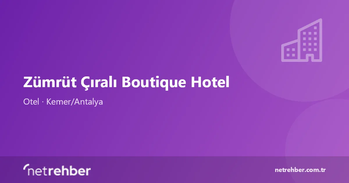 Zümrüt Çıralı Boutique Hotel kapak görseli